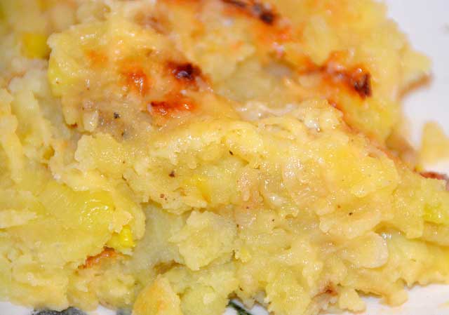 Easy Supper made with potatoes, leeks and cheddar cheese