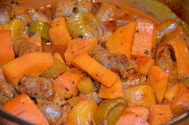 Sausage And Sweet Potato Stew - Easy Low Cost Recipe