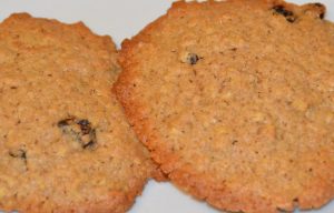two oat and raisin biscuits
