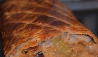 onion and lentils wrapped in pastry