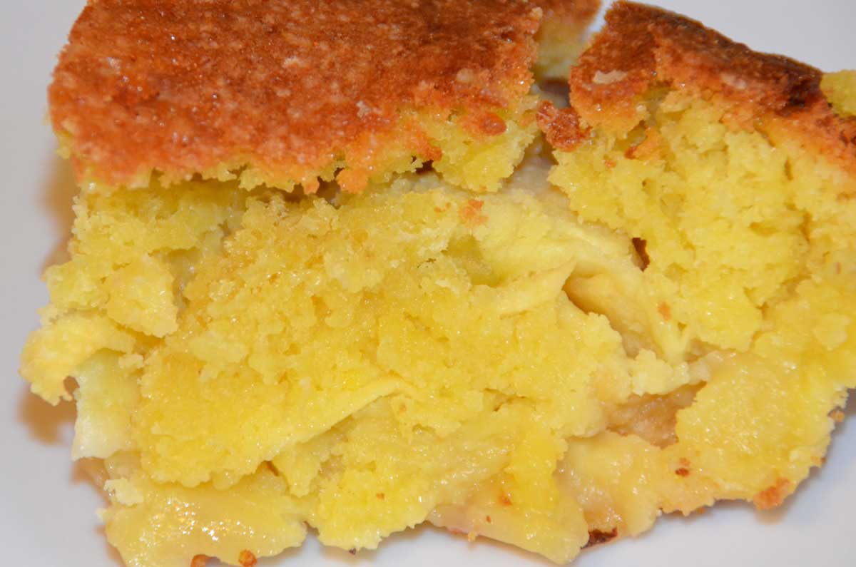 portion of apple with sponge on top