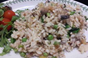 portion of mushroom risotto