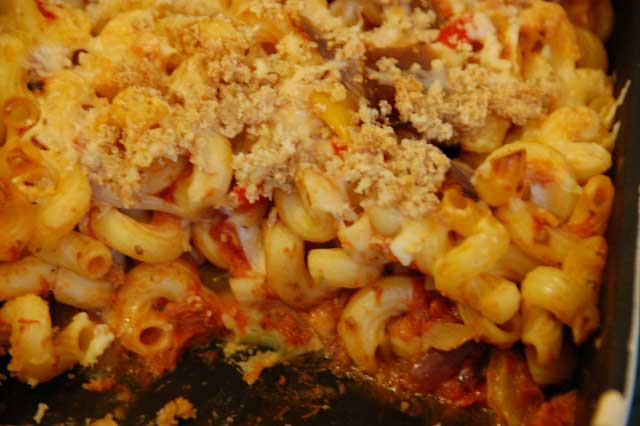 Vegetarian Pasta Bake Recipe with cheese and peppers