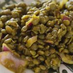 portion of green lentils with