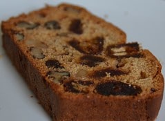 one slice of date and walnut cake