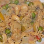 cashew nuts and peas in risotto rice