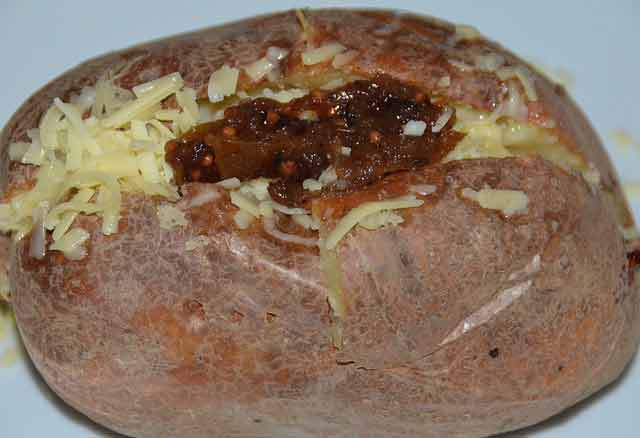jacket potato filled with cheese and pickle