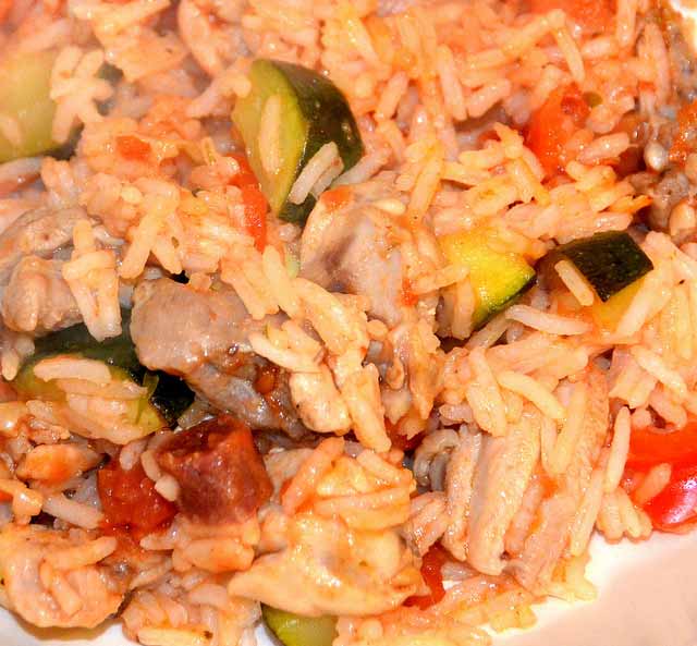 rice, chicken and vegetable dish