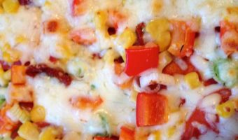 pizza with cheese and tomato topping