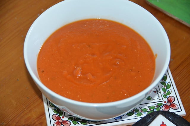 red soup in a bowl