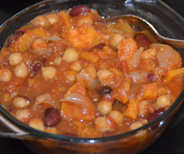glass casserole with mixed beans