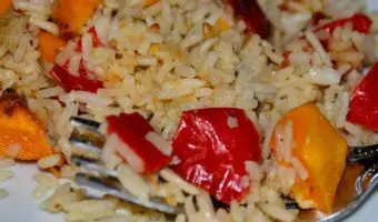 rice with chopped peppers and squash